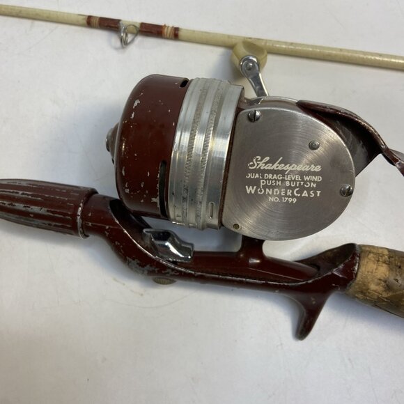 Vintage Shakespeare Wonder Cast 1799 Reel Matching 6' Rod Fishing Working - Picture 2 of 15